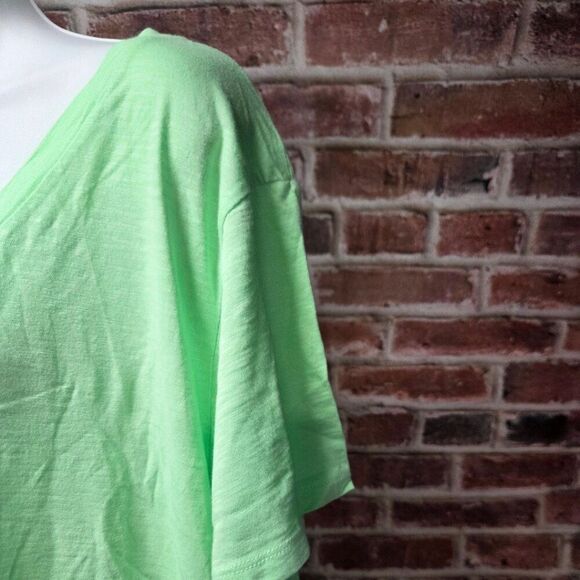 Universal Thread Green Cotton Tunic Top XXL V Neck Fitted Short Sleeve Soft - Picture 3 of 5